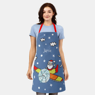 Personalised Father Christmas Santa Claus Airplane Apron