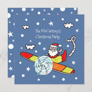 Personalised Father Christmas Santa Claus Airplane Invitation