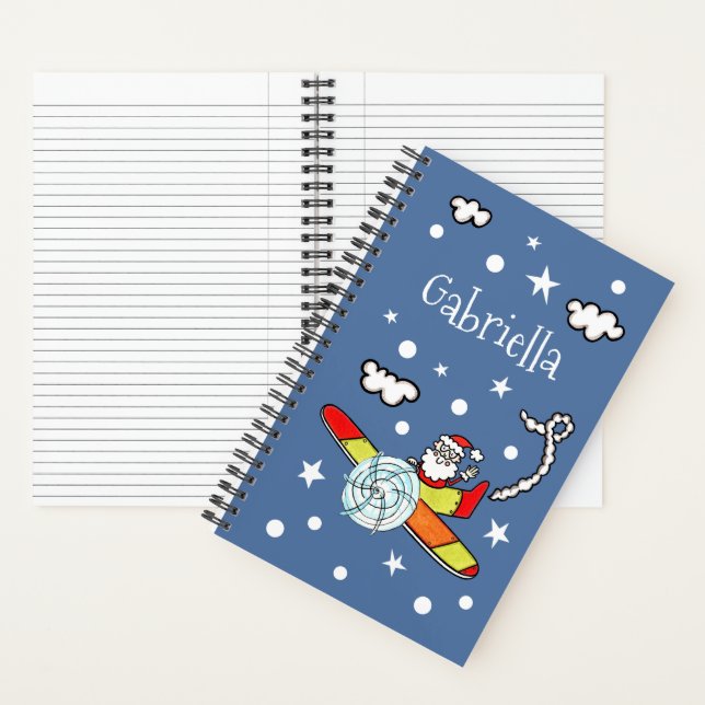 Personalised Father Christmas Santa Claus Airplane Notebook (Inside)
