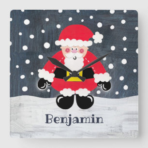 Personalised Father Christmas Santa Claus Square Wall Clock