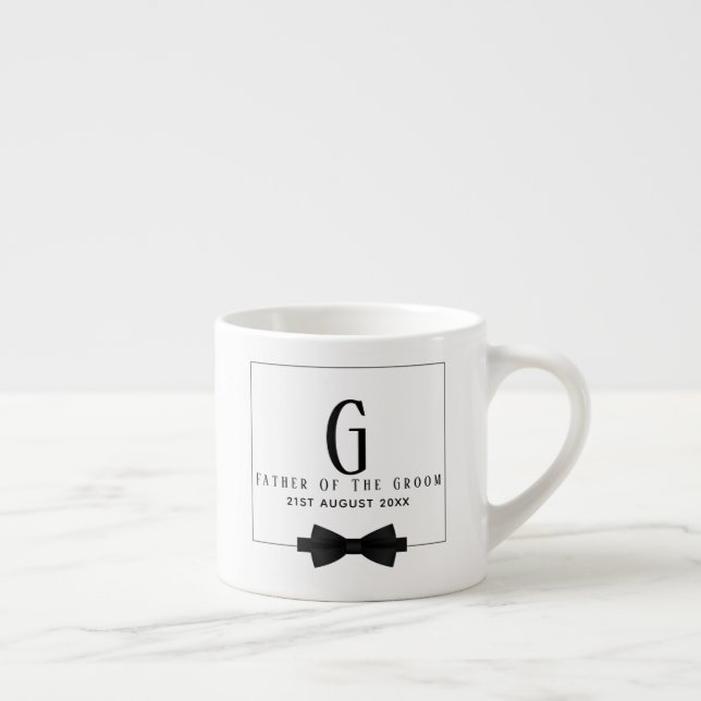 Personalised Father of The Groom Monogram Bow Tie Espresso Cup (Right)