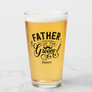 Personalised Father of the Groom Moustache Glass