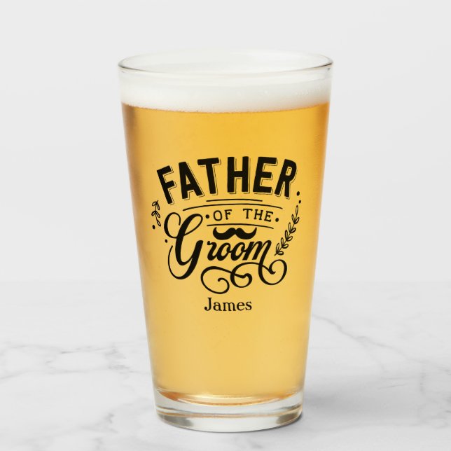 Personalised Father of the Groom Moustache Glass (Front Filled)