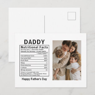 Personalised Father’s Day Daddy Nutritional Facts  Postcard