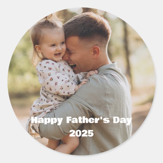 Personalised Father's Day 2026 Photo  Classic Round Sticker (Front)