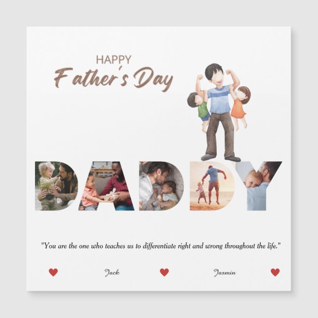 Personalised Father's Day DADDY Photo Collage  Magnetic Invitation (Front)