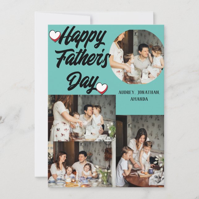 Personalised father's Day, Four photo collage Holiday Card (Front)