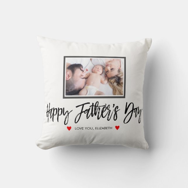 Personalised Fathers Day Gift for Dad Photo Cushion (Front)