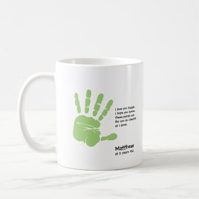 Personalised Father's Day handprint gift Coffee Mug (Left)