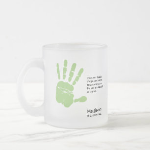 Personalised Father's Day handprint gift Frosted Glass Coffee Mug