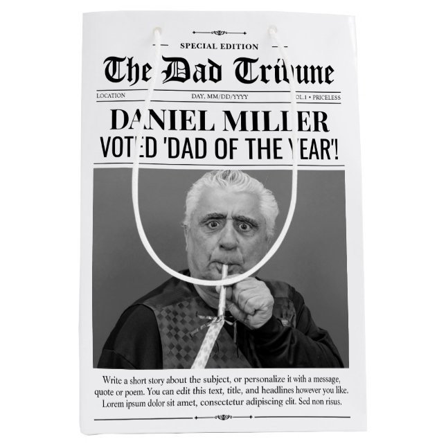 Personalised Father's Day Newspaper Gift Bag  (Front)