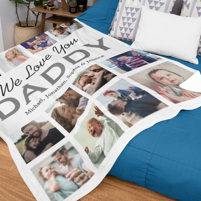 Personalised Fathers Day Photo Collage Fleece Blanket (Creator Uploaded)