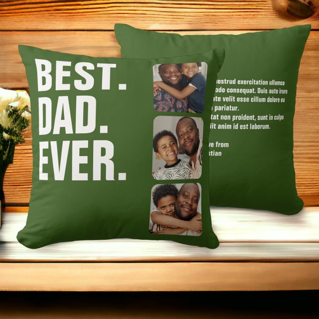 Personalised Fathers Day Photo Gift Best Dad Ever Cushion (Creator Uploaded)