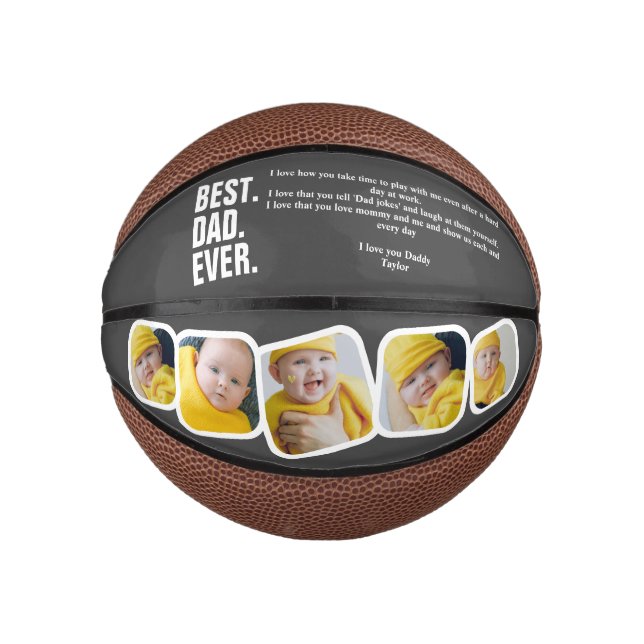 Personalised Fathers Day Photo Gift Best Dad Ever Mini Basketball (Front)