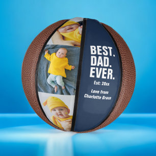 Personalised Fathers Day Photo Gift Best Dad Ever Mini Basketball