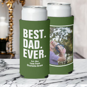 Personalised Fathers Day Photo Gift Best Dad Ever Seltzer Can Cooler