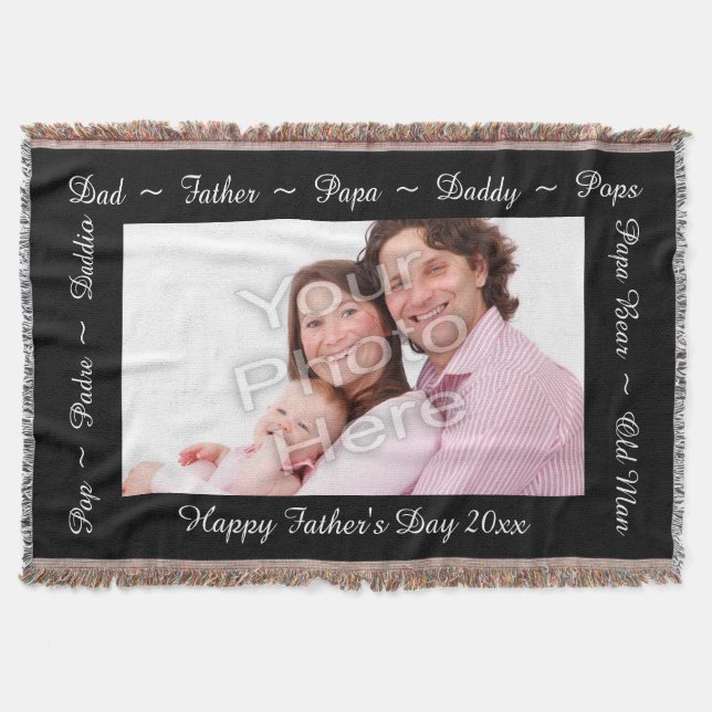 Personalised Father's Day Photo Throw Blanket (Front)