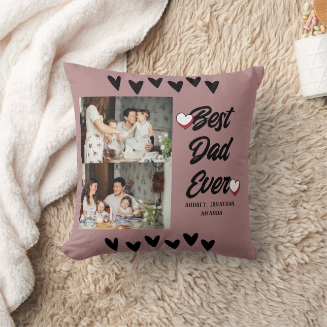 Personalised father's Day, two photo collage gift Cushion (Blanket)