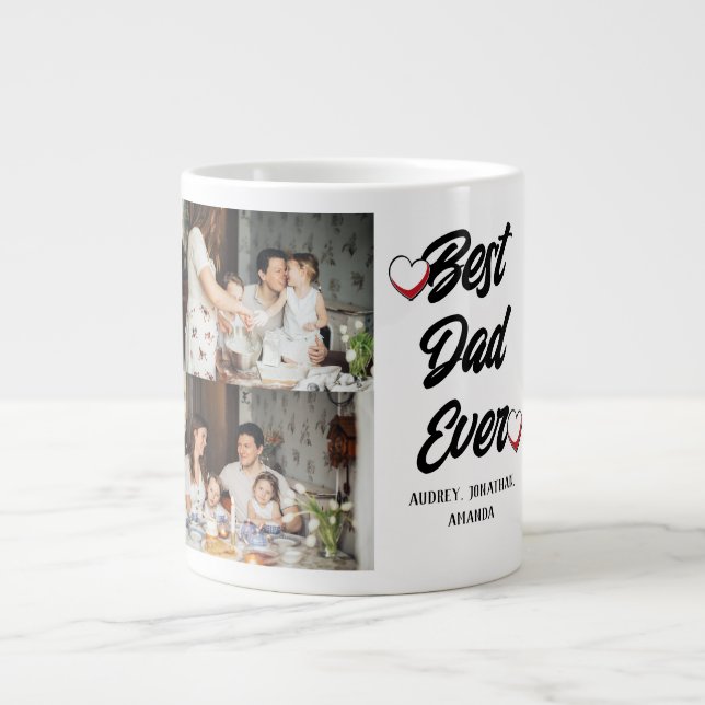 Personalised father's Day, two photo collage gift Large Coffee Mug (Front)
