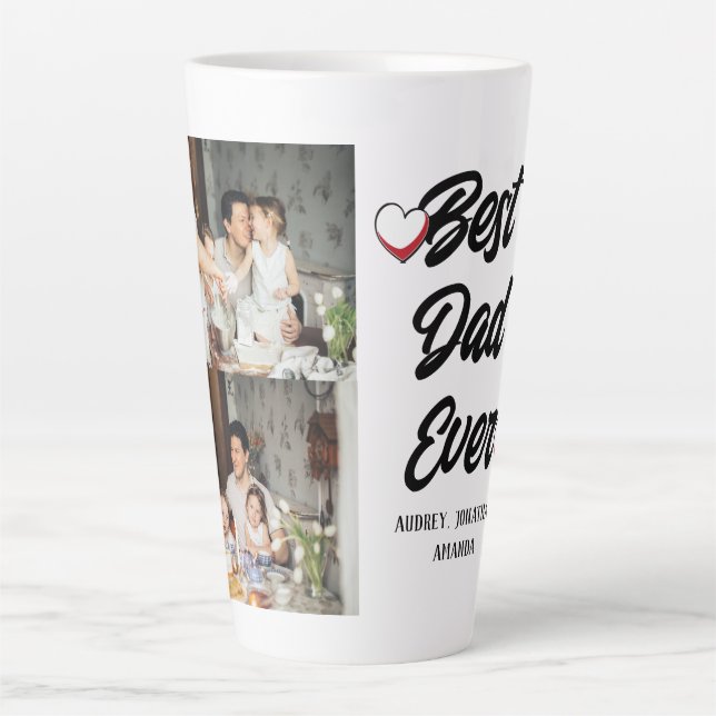 Personalised father's Day, two photo collage gift Latte Mug (Front)