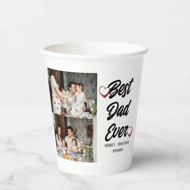 Personalised father's Day, two photo collage gift Paper Cups (Front)