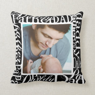 Personalised Father's Day Word Collage Black Cushion