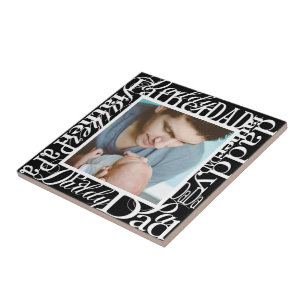 Personalised Father's Day Word Collage Black Tile