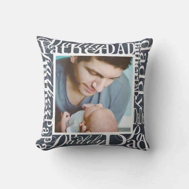 Personalised Father's Day Word Collage Chalkboard Cushion (Front)