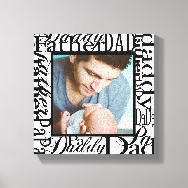 Personalised Father's Day Word Collage White Canvas Print (Front)