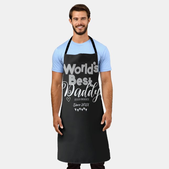 Personalised Fathers Day, world's best daddy gift  Apron (Worn)