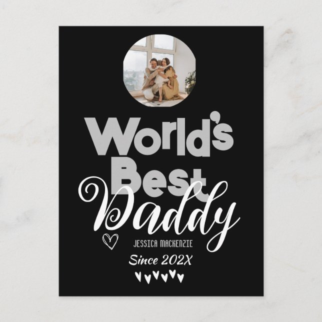 Personalised Fathers Day, world's best daddy gift  Holiday Postcard (Front)