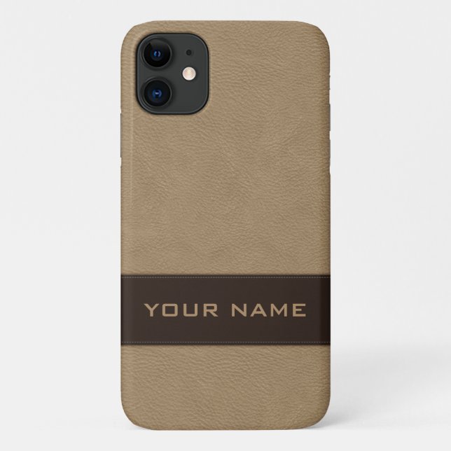 Personalised Faux Beige Leather Case-Mate iPhone Case (Back)