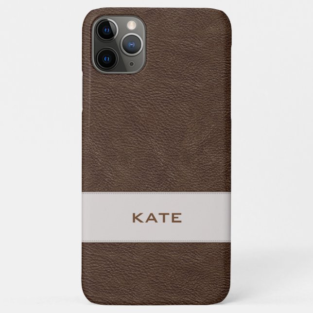 Personalised Faux Brown Leather Case-Mate iPhone Case (Back)