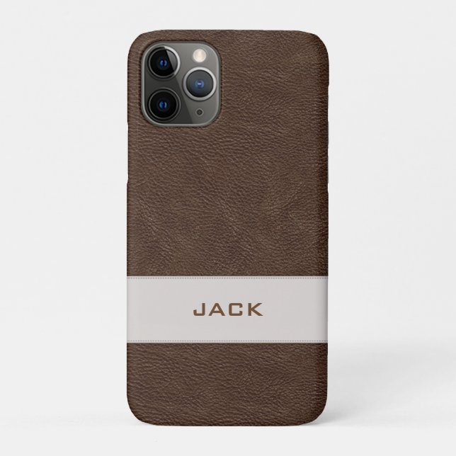 Personalised Faux Brown Leather Case-Mate iPhone Case (Back)
