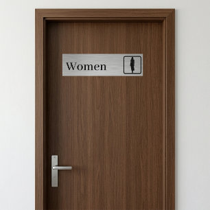 Personalised Faux Brushed Aluminium Restroom Signs Bumper Sticker