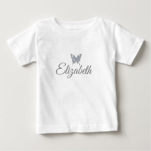 personalised faux diamond sparkle butterfly baby T-Shirt