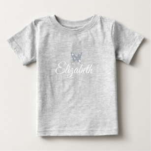 personalised faux diamond sparkle butterfly baby T-Shirt