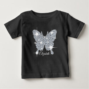 personalised faux diamond sparkle butterfly  baby T-Shirt