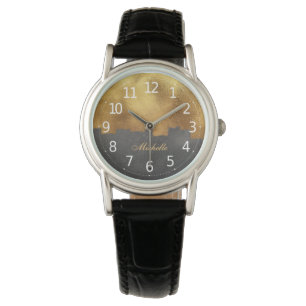 Personalised Faux Gold and Black Women's Watch