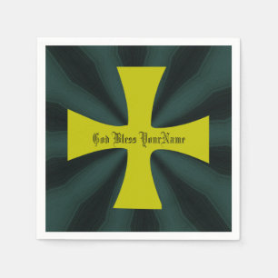 Personalised Faux Gold Byzantine Christian Cross Napkin