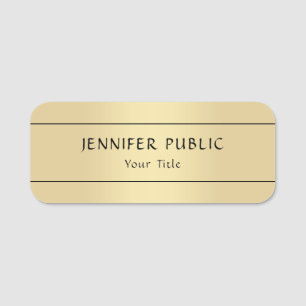 Personalised Faux Gold Elegant Modern Template Name Tag