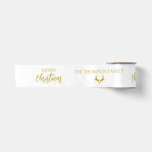 Personalised Faux-Gold Foil Merry Christmas Satin Ribbon