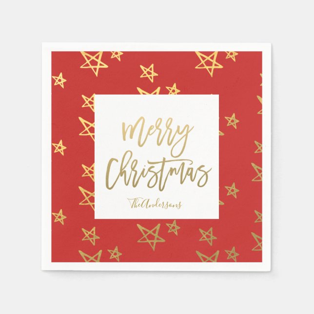 Personalised Faux Gold Foil Script Holiday Party Napkin (Front)