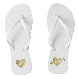 personalised faux gold love hearts with arrow flip flops