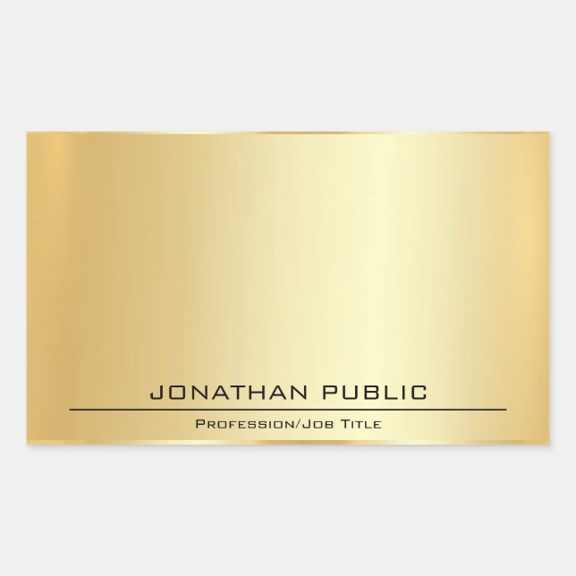 Personalised Faux Gold Metallic Look Add Text Rectangular Sticker (Front)
