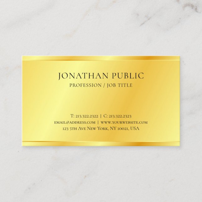 Personalised Faux Gold Metallic Look Elegant Business Card (Front)