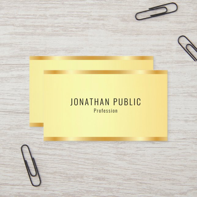 Personalised Faux Gold Metallic Look Modern Business Card (Front/Back In Situ)