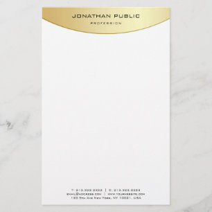 Personalised Faux Gold White Elegant Trendy Modern Stationery