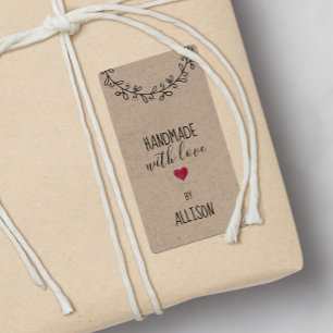 Personalised Faux Kraft Look Handmade Love Heart