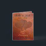 Personalised Faux Leather 3rd Wedding Anniversary Card<br><div class="desc">Personalised 3rd Wedding Anniversary faux leather look greeting card. Custom anniversary card design with names and date for 3 year anniversary.</div>